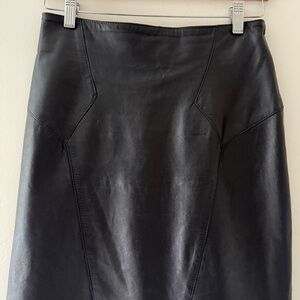 Vintage Italian Black Leather Pencil Skirt